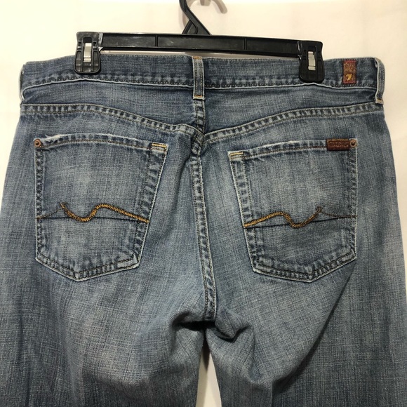 7 For All Mankind 7FAM Relax Button Fly Straight Jeans Mens 34 Medium Wash - Picture 6 of 12